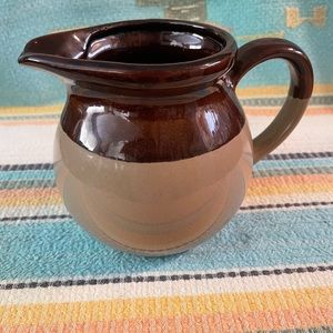 Brown & Tan Stoneware Milk Pitcher